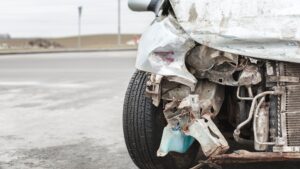 A car without a front bumper.