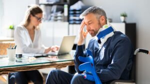 An injured man seeing a doctor about this condition.