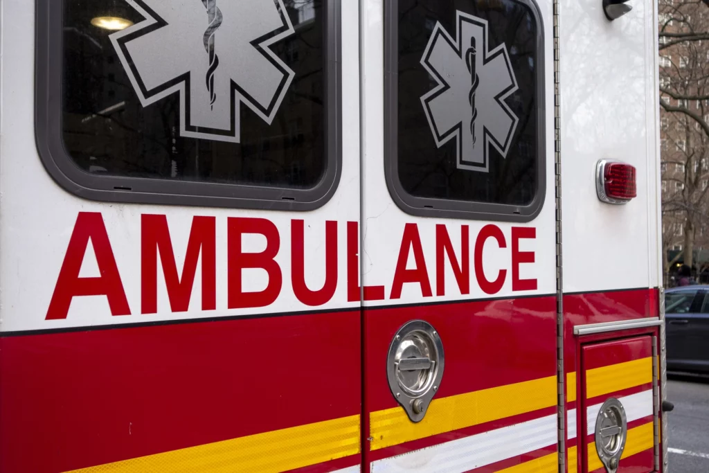 The back of an ambulance.