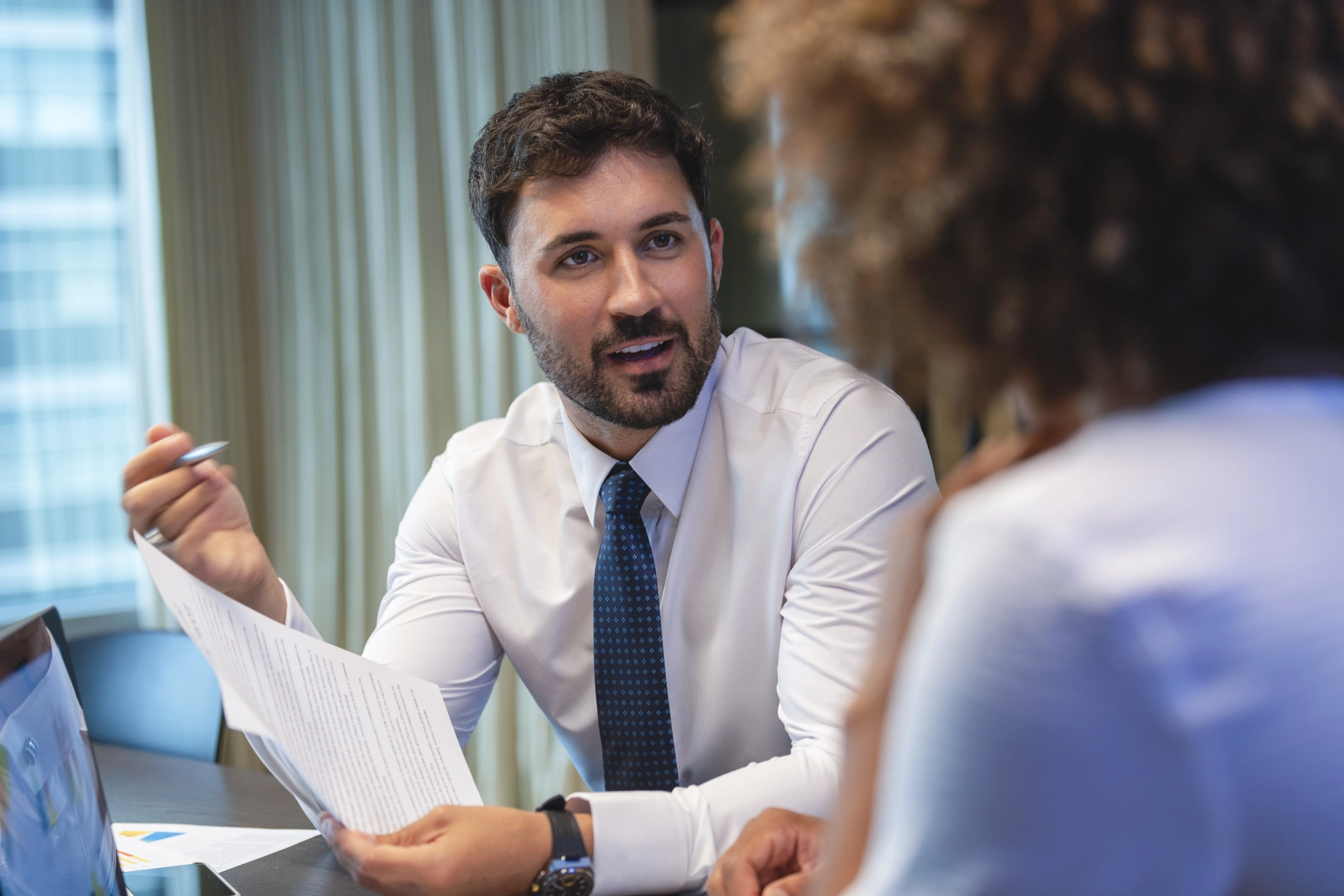 An attorney consulting with their client.