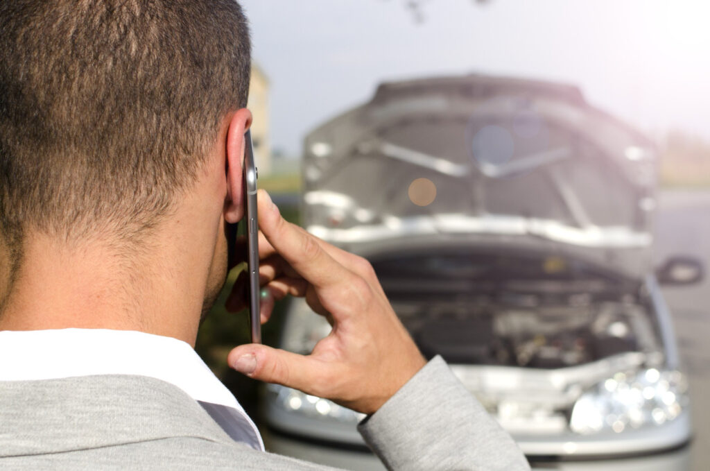 Man calling for help after car crash