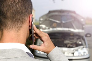 Man calling for help after car crash